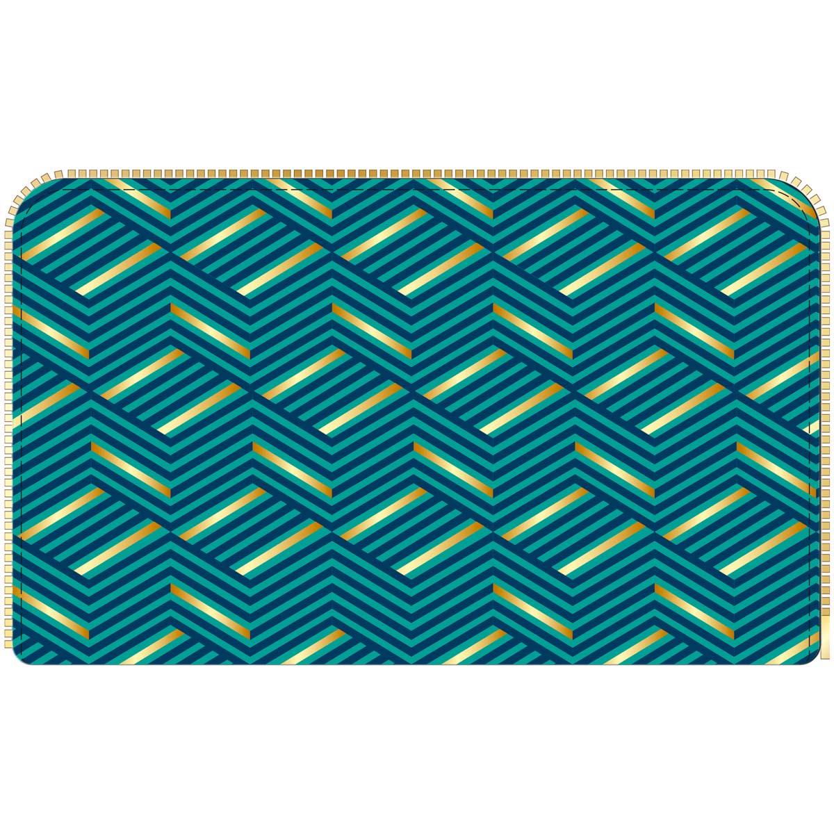Portefeuille femme - formes géométriques - vert et doré