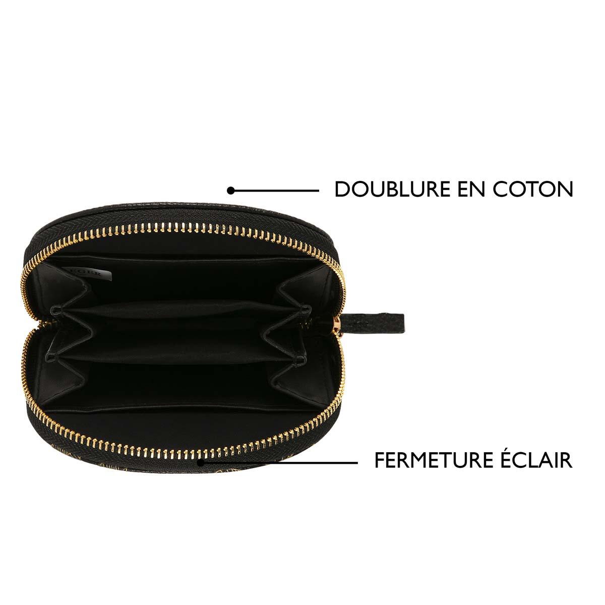 Porte-monnaie à motif Noir feuilles 5