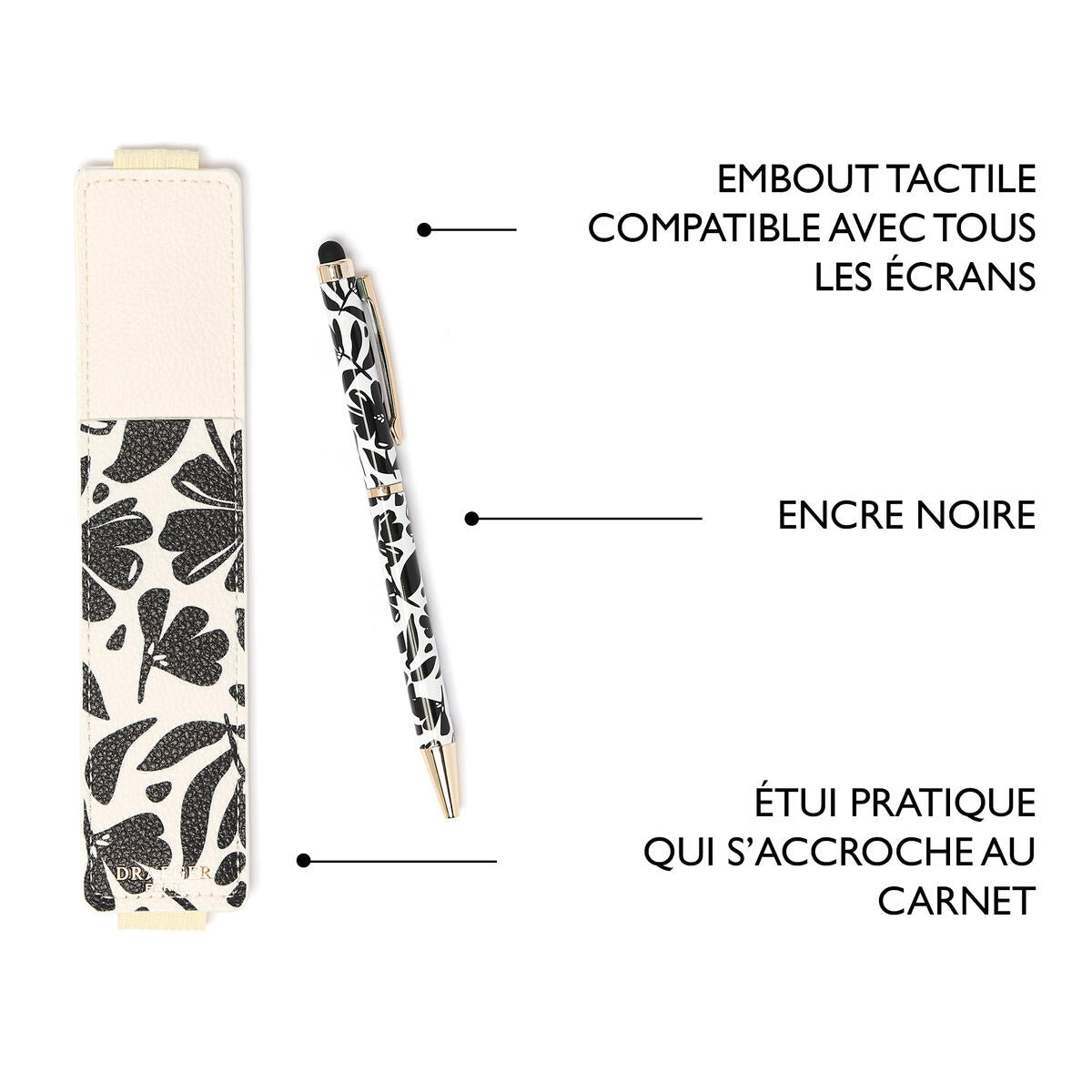 Stylo tactile Office Chic Fleurs noir 5