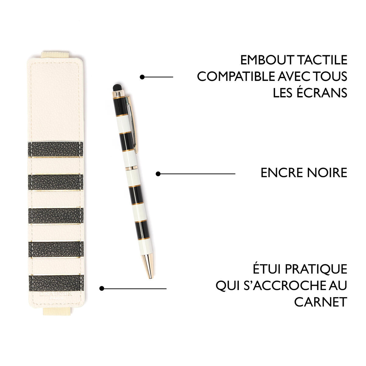 Stylo tactile Office Chic Rayures noir 5