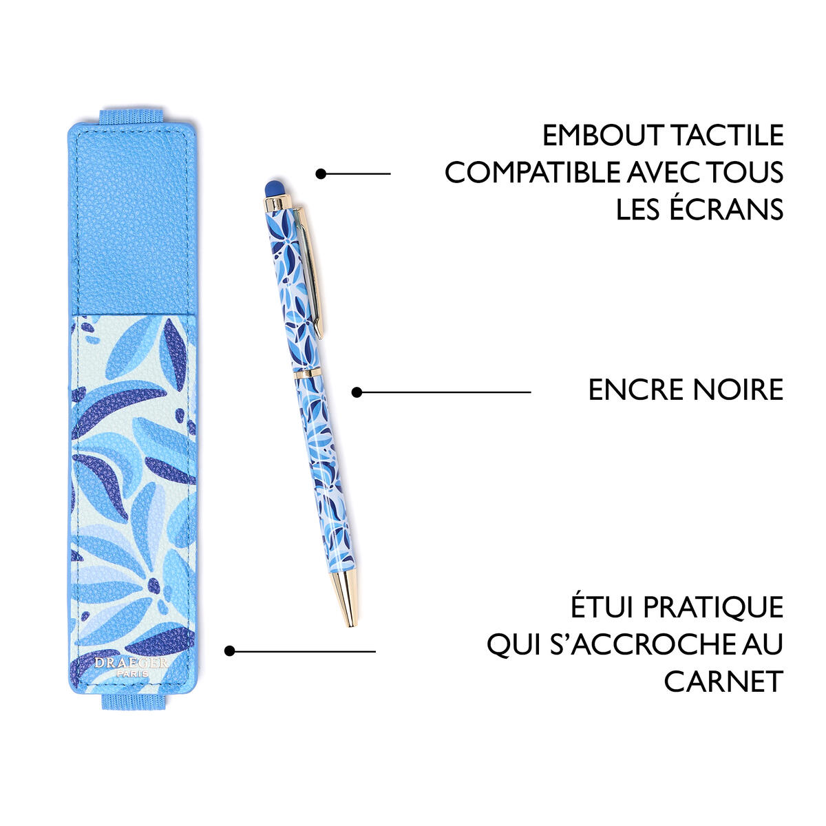 Stylo tactile Office Chic Fleurs bleu 5
