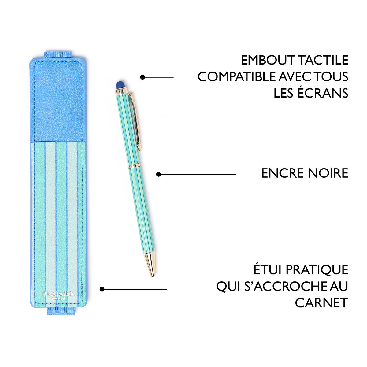 Stylo tactile Office Chic Rayures turquoise 5
