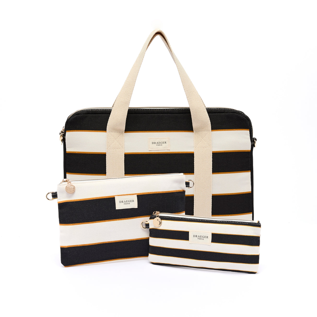 Estuche para lápices a rayas Office Chic, color negro