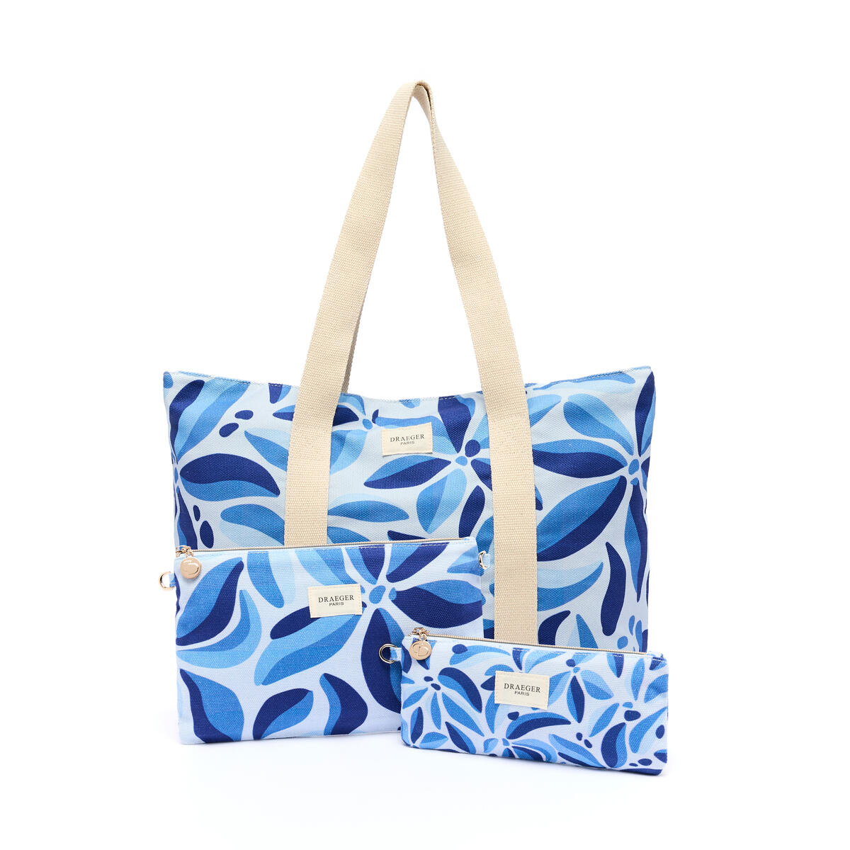 Trousse En Coton Office Chic Fleurs bleu 6