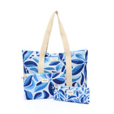 Tote Bag Office Chic Fleurs bleu 3