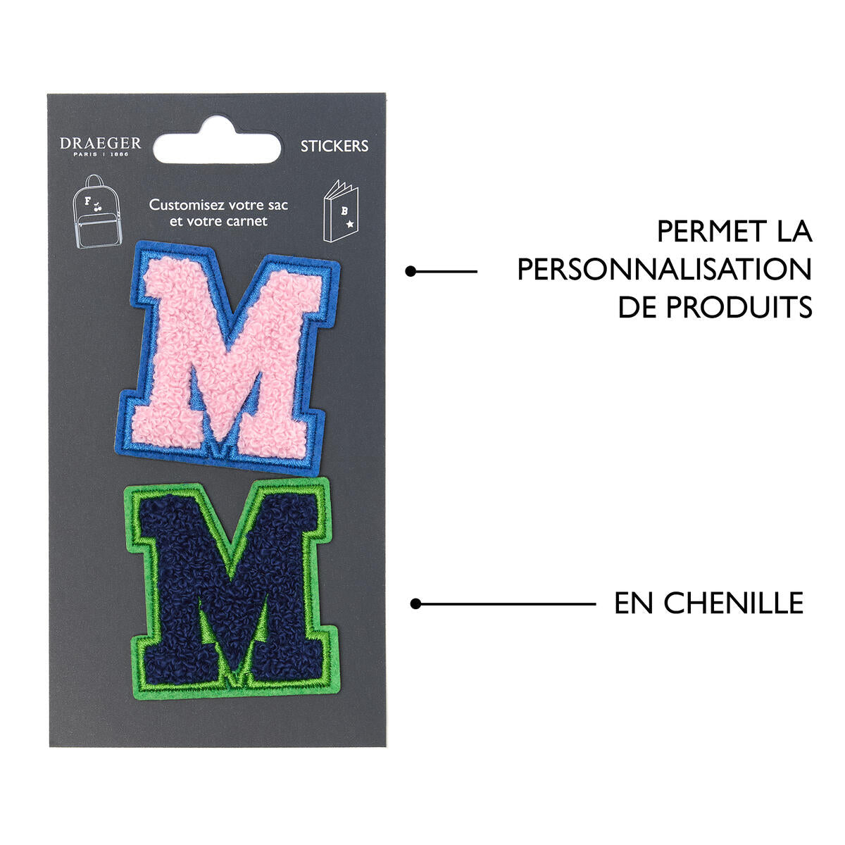 Patchs Lettres Brodés Ma Rentrée Personnalisée M rose 4