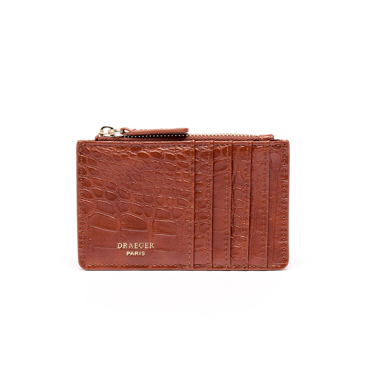 Porte-Cartes Zippé Croco Cognac 1