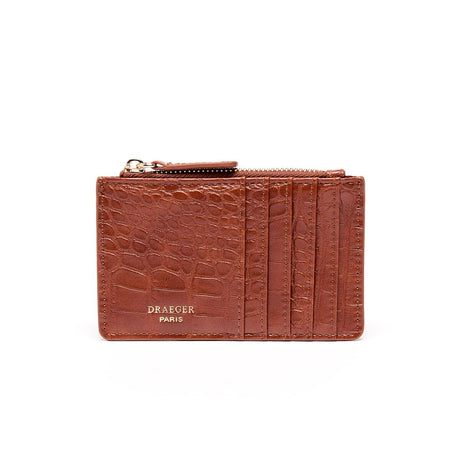 Porte-Cartes Zippé Croco Cognac 1