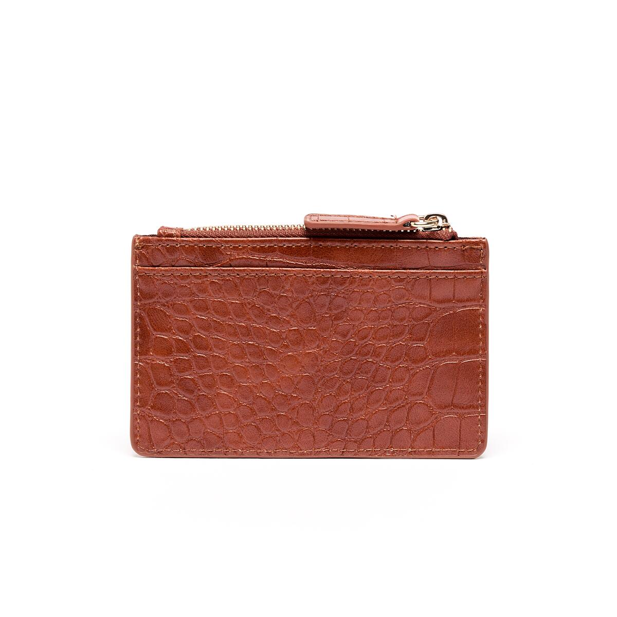 Porte-Cartes Zippé Croco Cognac 2