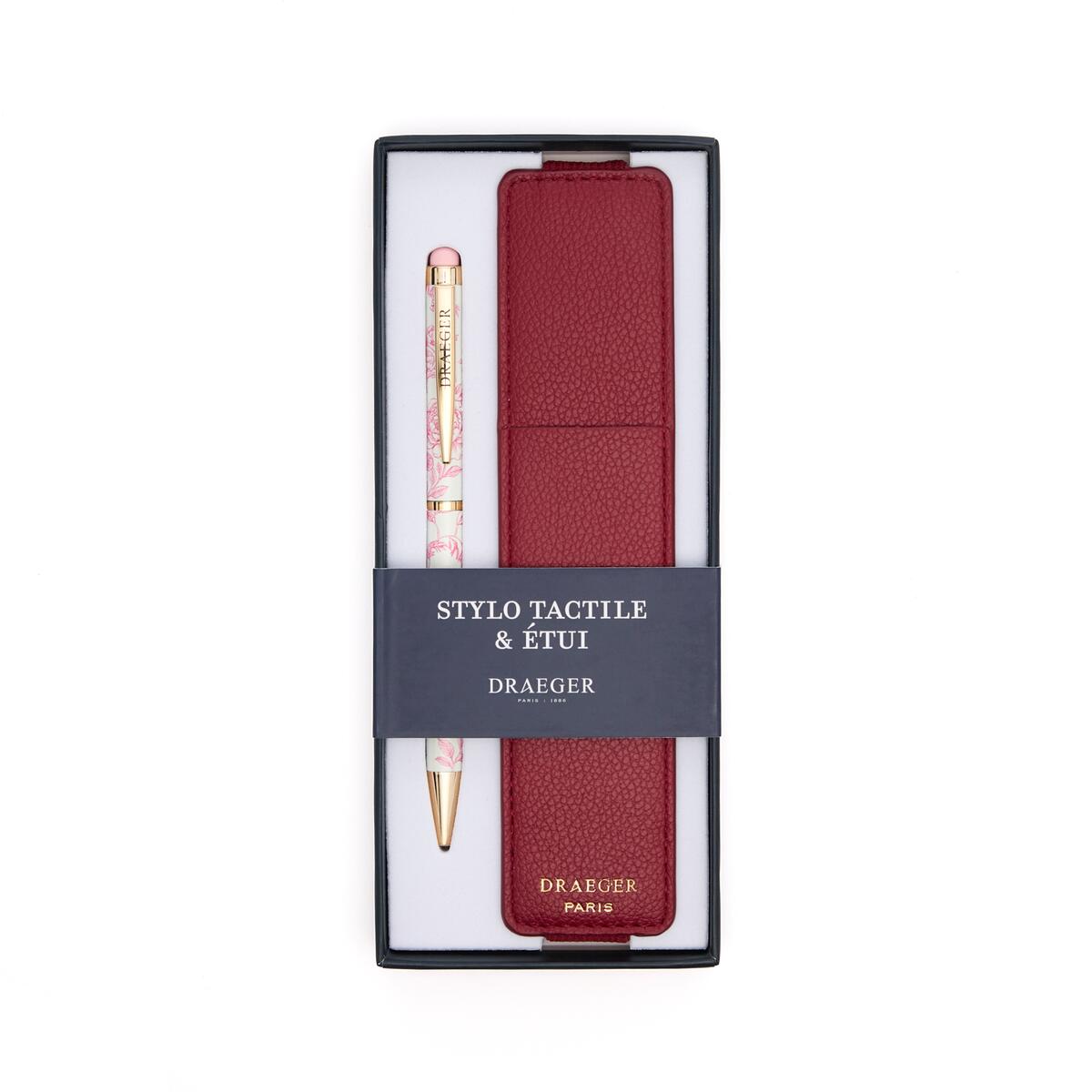 Stylo tactile et étui Jouy rose 1