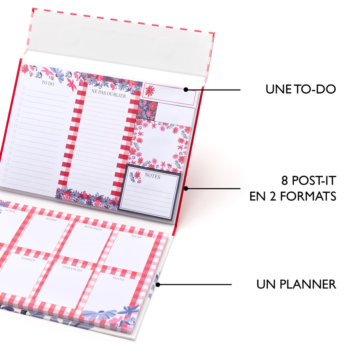 Organiseur aimanté Home Office Carreaux rouge et blanc 6