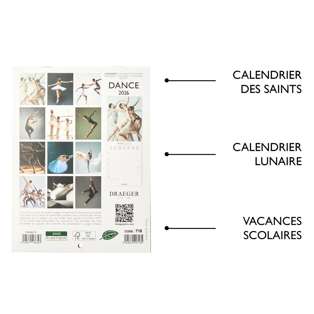 Calendario de pared pequeño 14x18 cm 2024