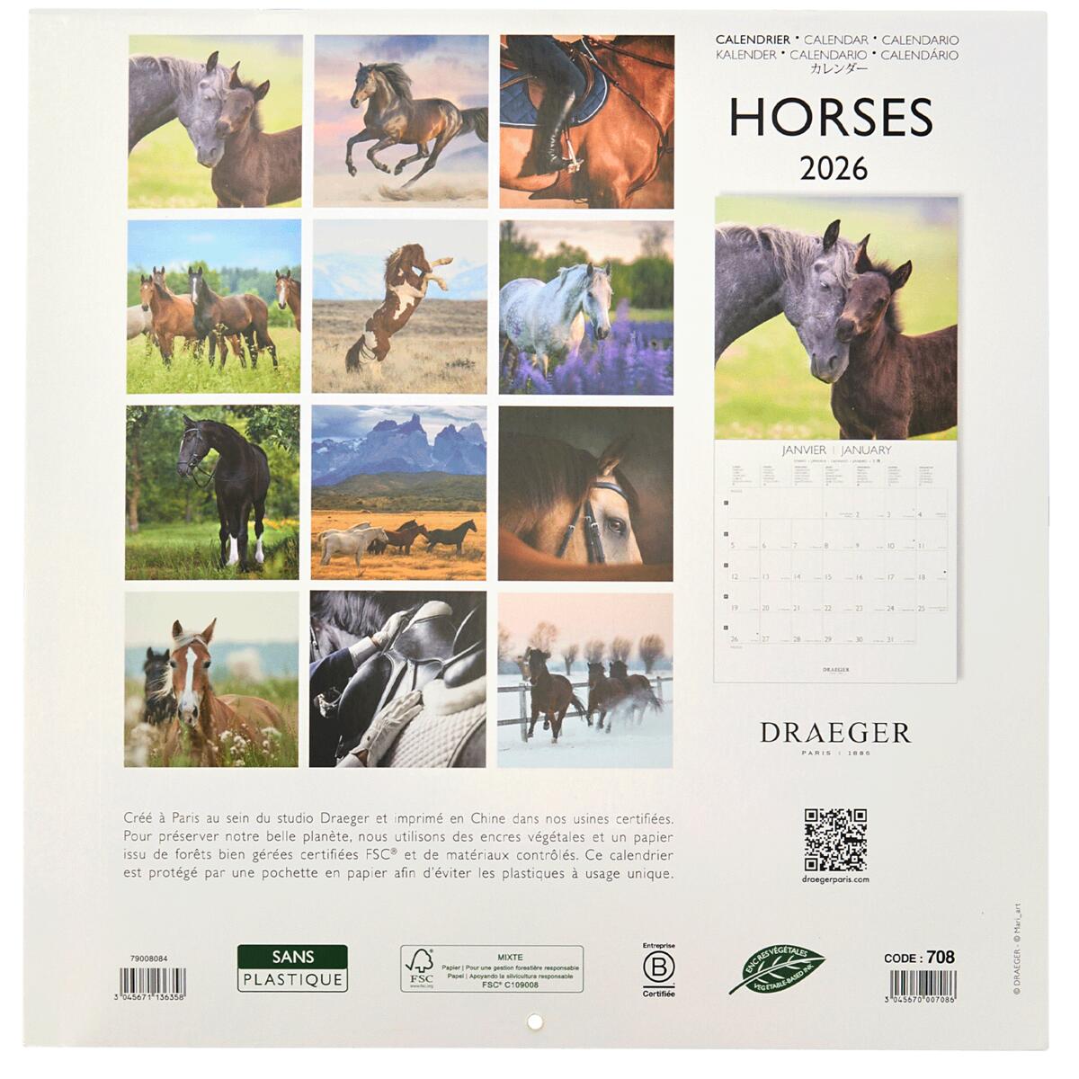 Grand calendrier mural 2026 Chevaux 2