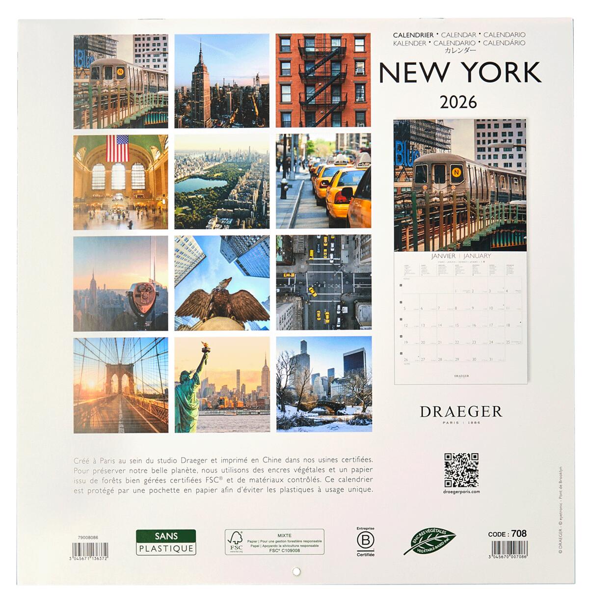 Grand calendrier mural 2026 New York 2