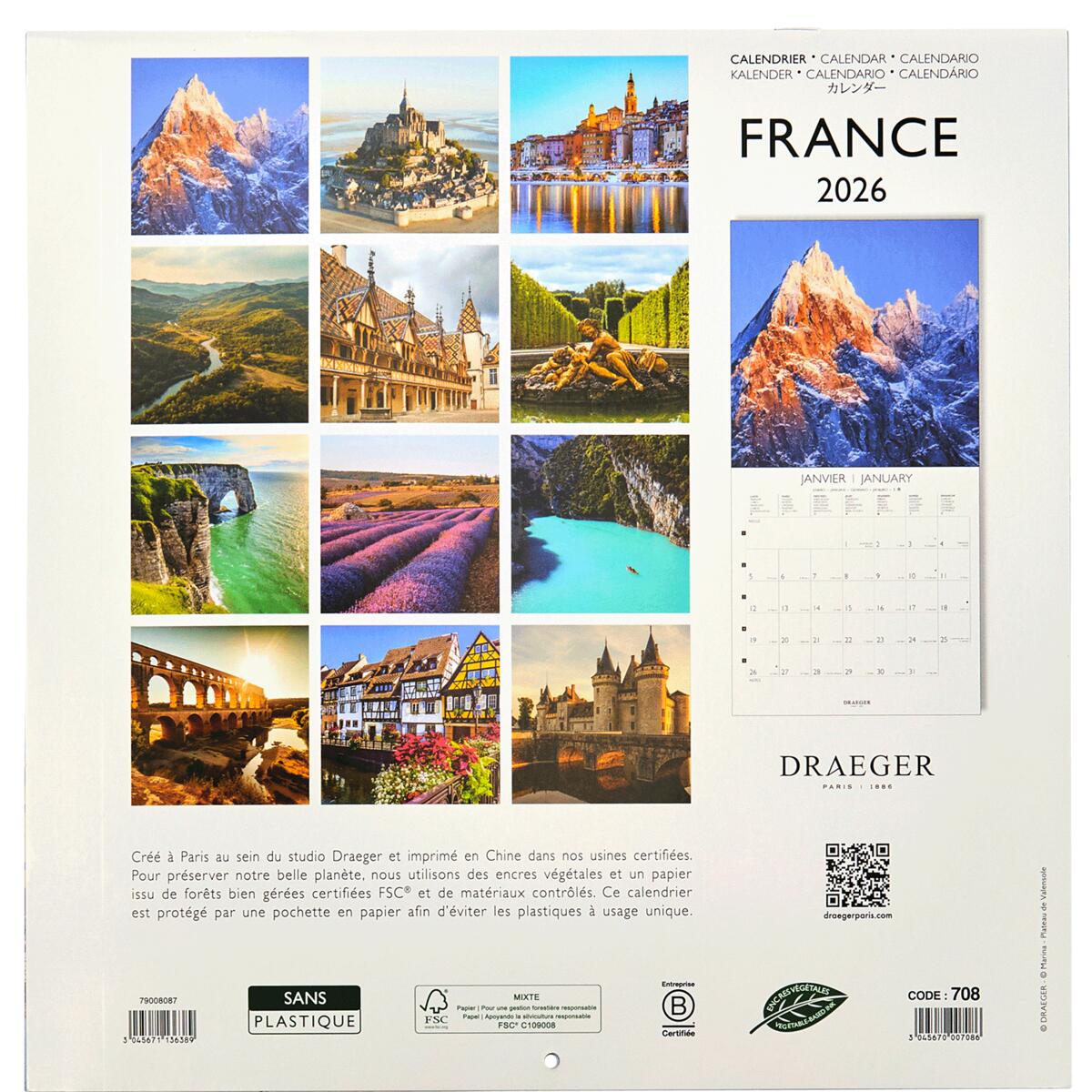 Grand calendrier mural 2026 France 2