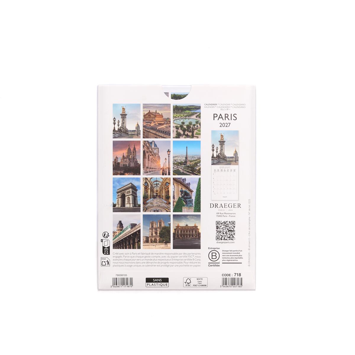 Petit calendrier mensuel 2027 Paris 2