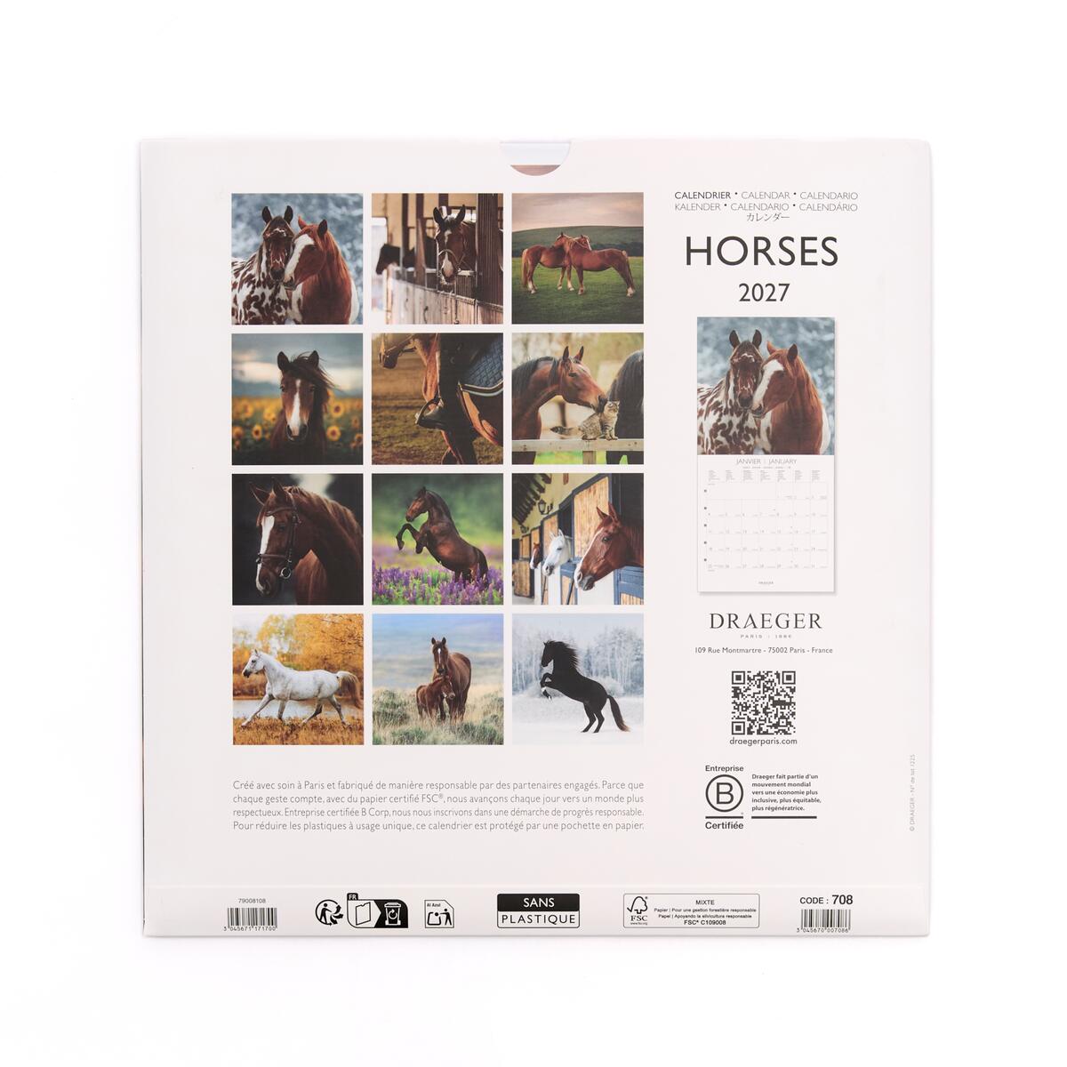 Grand calendrier mensuel 2027 Chevaux 2