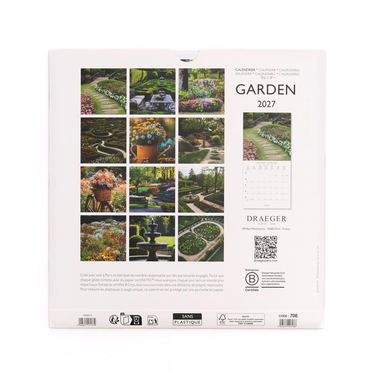 Grand calendrier mensuel 2027 Jardins 2