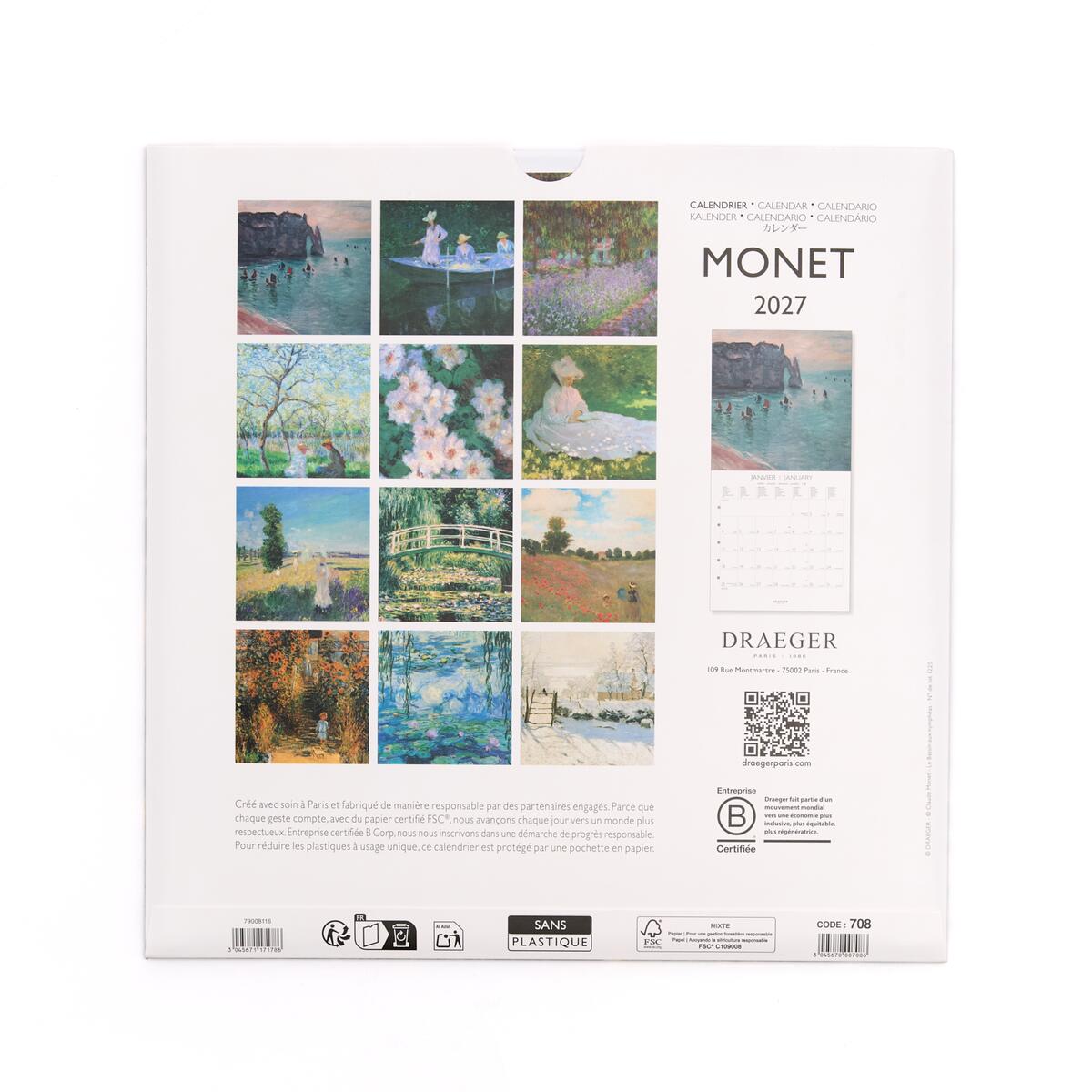 Grand calendrier mensuel 2027 Monet 2