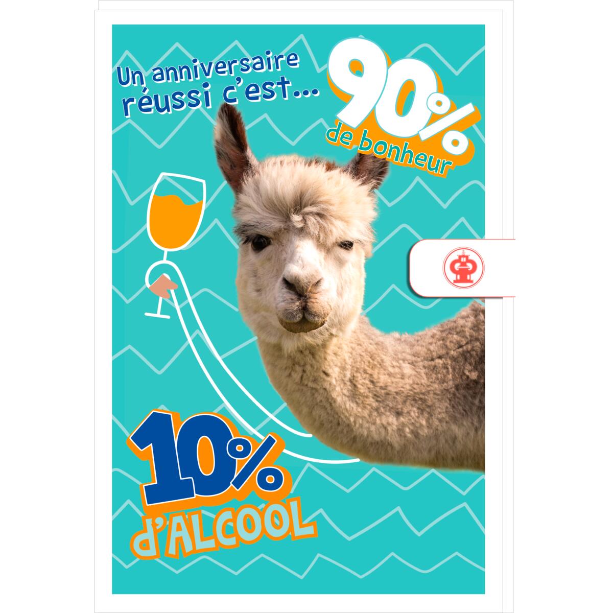 Carte anniversaire humour Lama alcool 1