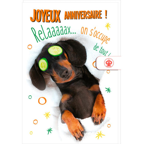 Carte anniversaire humour Chien relax 1