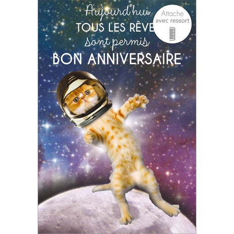Carte anniversaire humour Chat astronaute 1