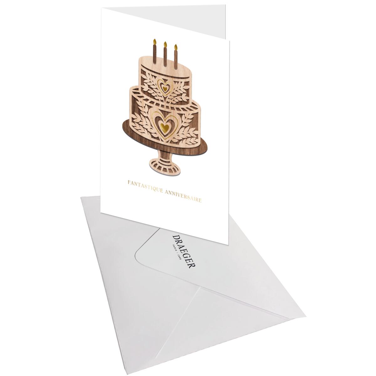 Carte anniversaire Signature Gâteau bois 3