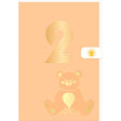 Carte d'anniversaire 2 ans en Or - Orange - A message - Pour Enfant Garçon Fille - Ourson - 11,5 x 17 cm