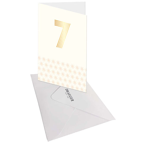 Carte d'anniversaire 7 ans en Or - Blanc - A message - Pour Enfant Garçon Fille - 11,5 x 17 cm