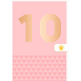 Carte d'anniversaire 10 ans en Or - Rose - A message - Pour Enfant Fille - 11,5 x 17 cm