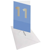 Carte d'anniversaire 11 ans en Or - Bleu - A message - Pour Enfant Garçon Fille - 11,5 x 17 cm