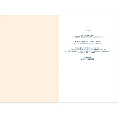 Carte d'anniversaire 18 ans en Or - Orange - A message - Pour Ados Garçon Fille - 11,5 x 17 cm