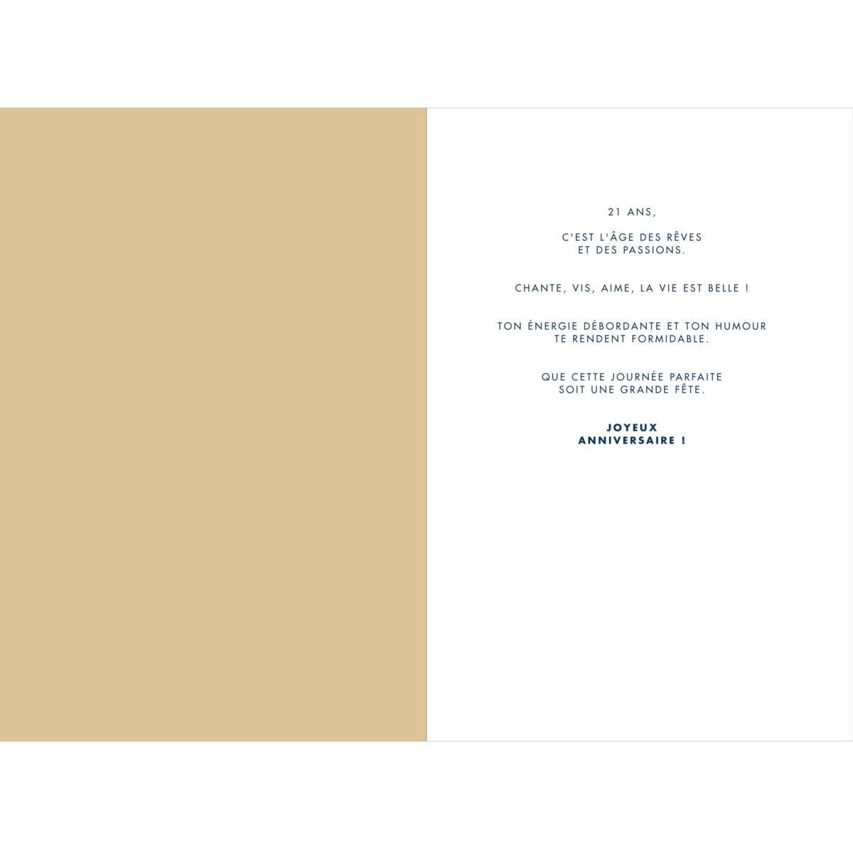 Carte anniversaire années 21 ans 2