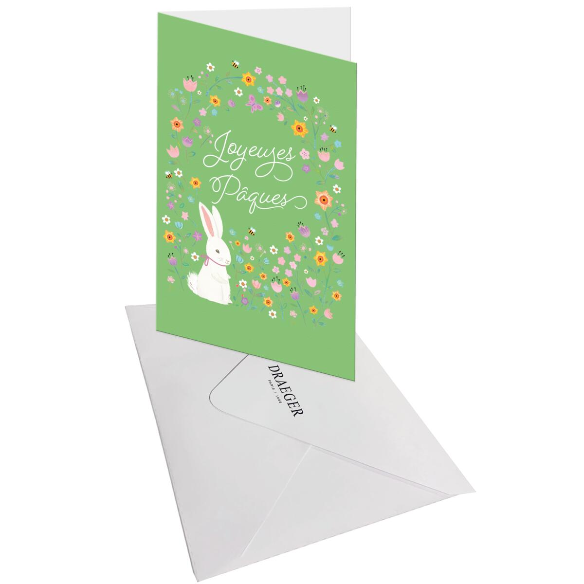 Carte de Pâques Lapin et fleurs 3