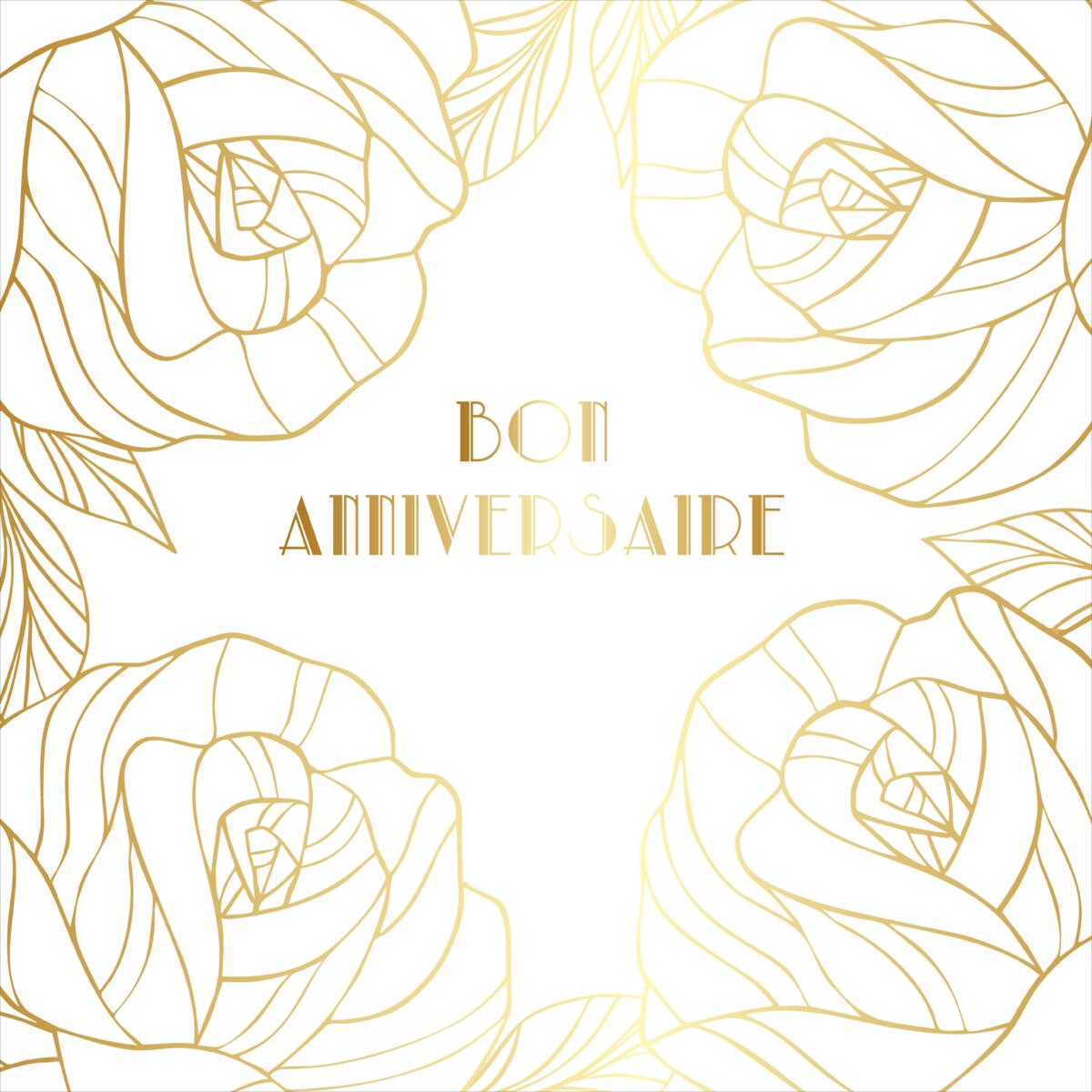 Carte anniversaire Gatsby Bon anniversaire roses 1