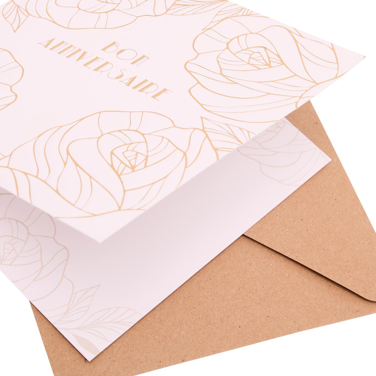 Carte anniversaire Gatsby Bon anniversaire roses 4