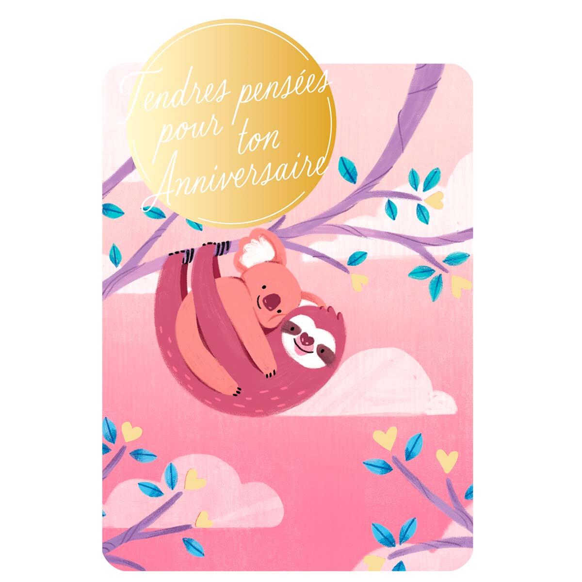 Carte de Vœux Thème Anniversaire Party Time - Plusieurs Styles Tendre pensées pour ton anniversaire 1