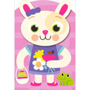 Carte de Pâques enfant Chasse aux œufs rose 1