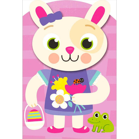 Carte de Pâques enfant Chasse aux œufs rose 1