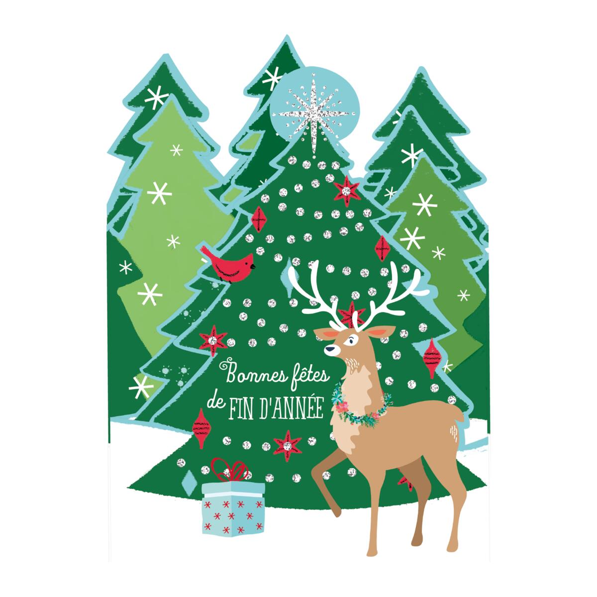 Carte de vœux accordéon Forêt de noël 1