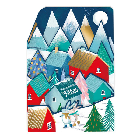 Carte de vœux accordéon Patinoire de noël 1