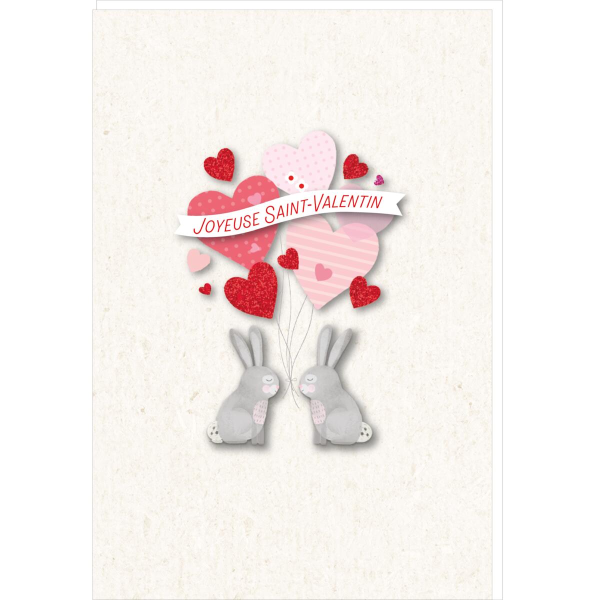 Carte Saint-Valentin Lapin coeurs 1