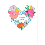 Carte fête des grands-mères Coeurs fleurs 1