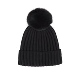 Gorro de canalé liso con pompón - 3 colores - Unisex - Talla única - algodón 