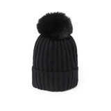 Gorro de canalé liso con pompón - 3 colores - Unisex - Talla única - algodón 