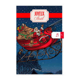 Carte de vœux Musicale Noël Traineau volant 1
