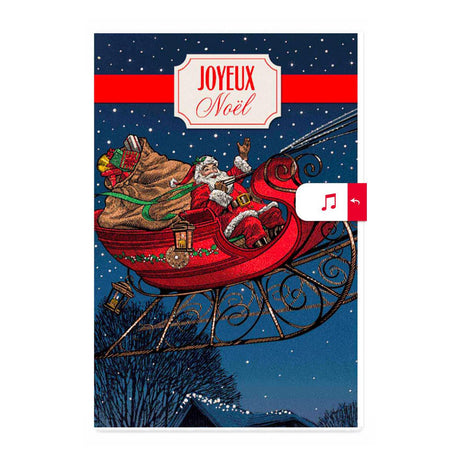 Carte de vœux Musicale Noël Traineau volant 1