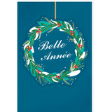 Carte de vœux Noël Chic Couronne houx 1