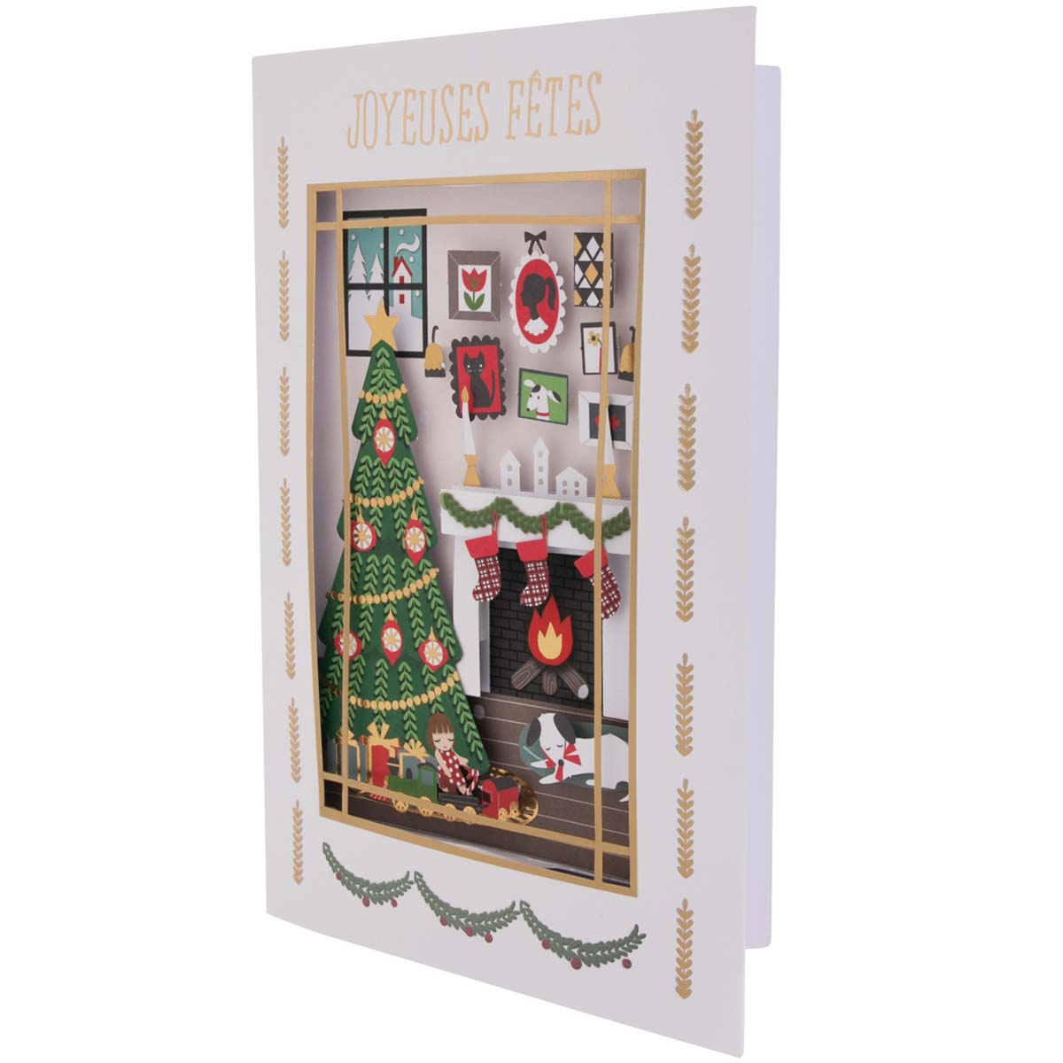 Tarjeta de árbol desmontable de feliz año nuevo
