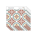 Lot de 5 Stickers Carrelage 15x15 cm Motifs Floraux Rouges